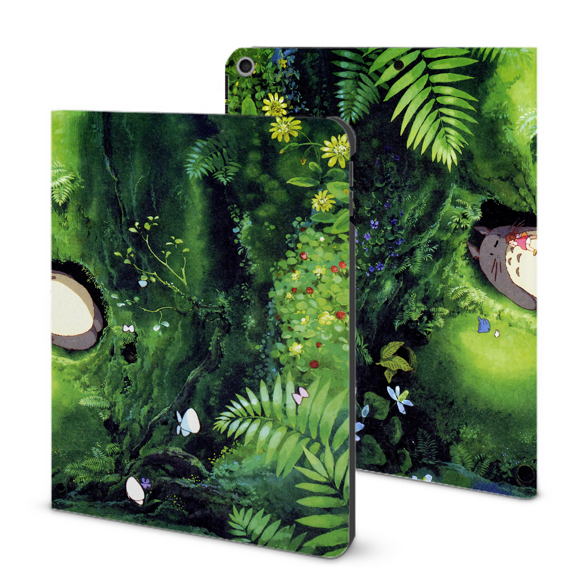 （画像用） となりのトトロ 草壁メイ 草壁サツキ My Neighbor Totoro Satsuki Kusakabe Mei Kusakabe IPad ケース ブック型 PUレザー TPU 耐衝撃 軽量 薄型 ペン収納なし 全面保護 IPad 各モデル対応